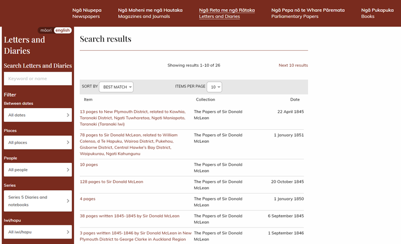 Webpage with sortable list.