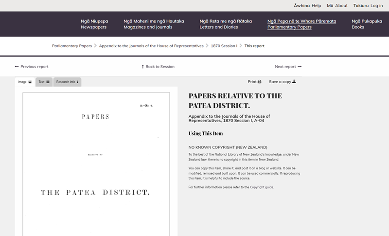 Webpage with an image of the title page of a report.