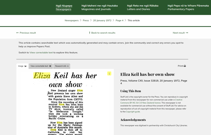 Webpage with the word Eliza highlighted and a small lightbulb in the right-hand corner.