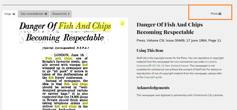 Screenshot showing print button.